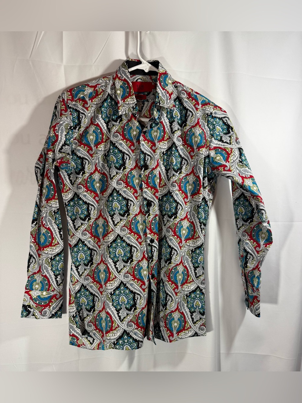 Elie Balleh Modern Fit Paisley Print Button-Up Shirt Size 14